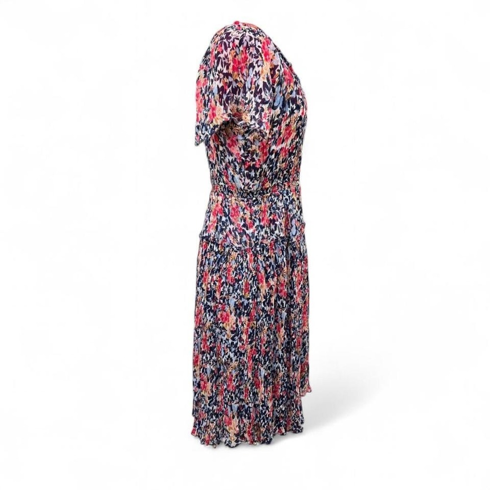 Sundance multicolored cotton floral crinkle midi dress elastic waist PS - Picture 6 of 8